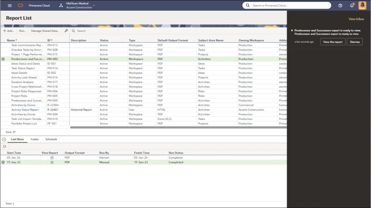 Oracle Primavera Cloud